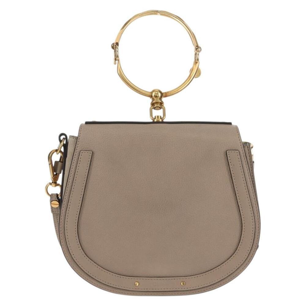 Chloe Nile Medium Bracelet Shoulder Bag Leather Beige Gold Auth 157808 - Picture 13 of 16
